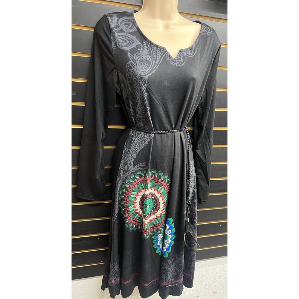 NEW MICHAEL K women's belted beauty jersey dress in double wheel black